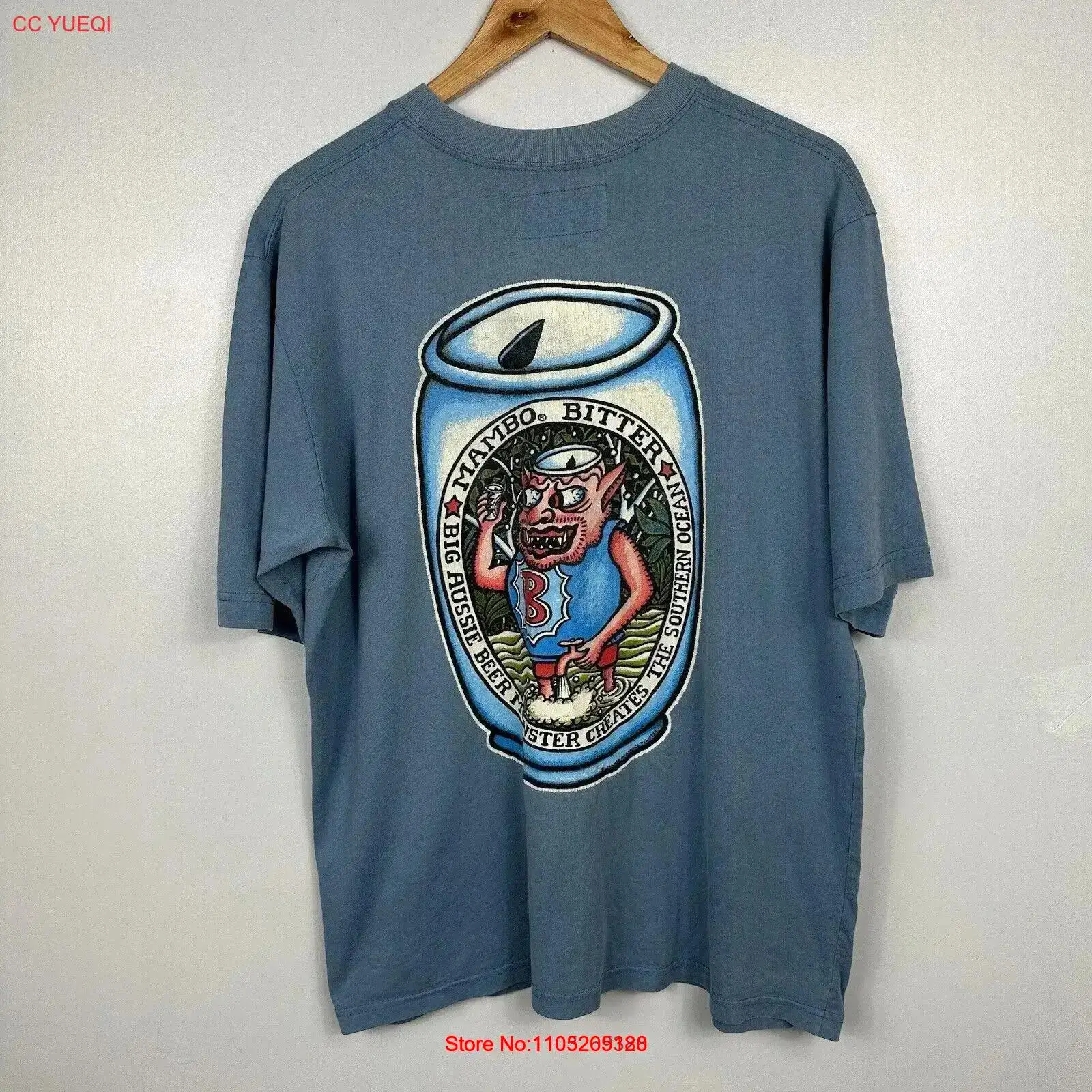 Vintage Fashion Jersey - Vintage Mambo t-shirt 1999 bière bleu